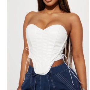 White Faux leather corset top